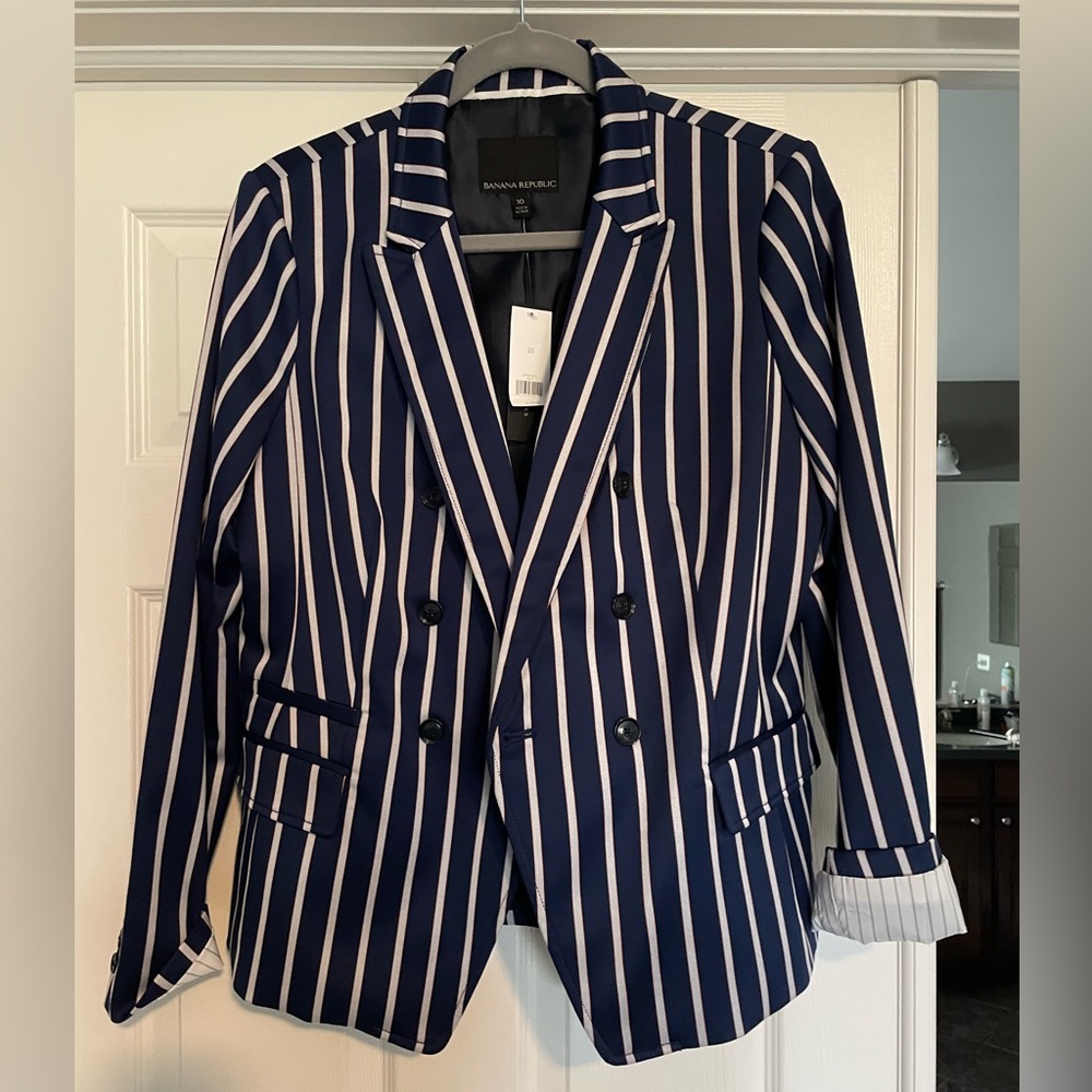 Navy Striped Banana Republic Blazer NWT